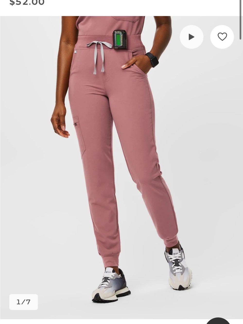 Figs zamora high rise jogger scrub pant small regular in mauve